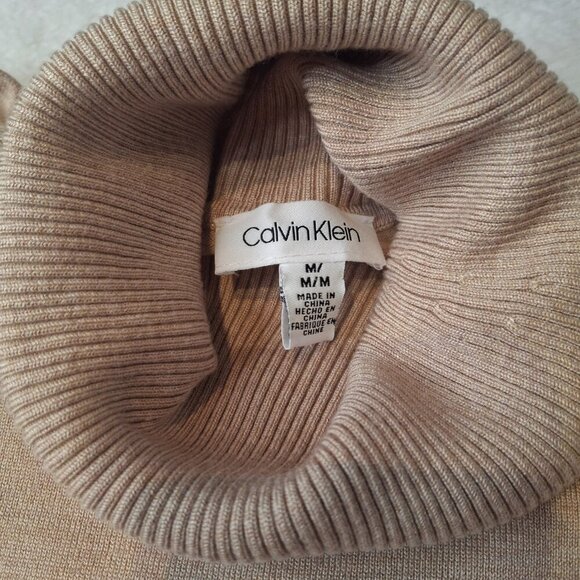 Calvin Klein Turtleneck Sweater Sz M Pullover Minimalist Neutral Preppy Classic - Picture 8 of 12